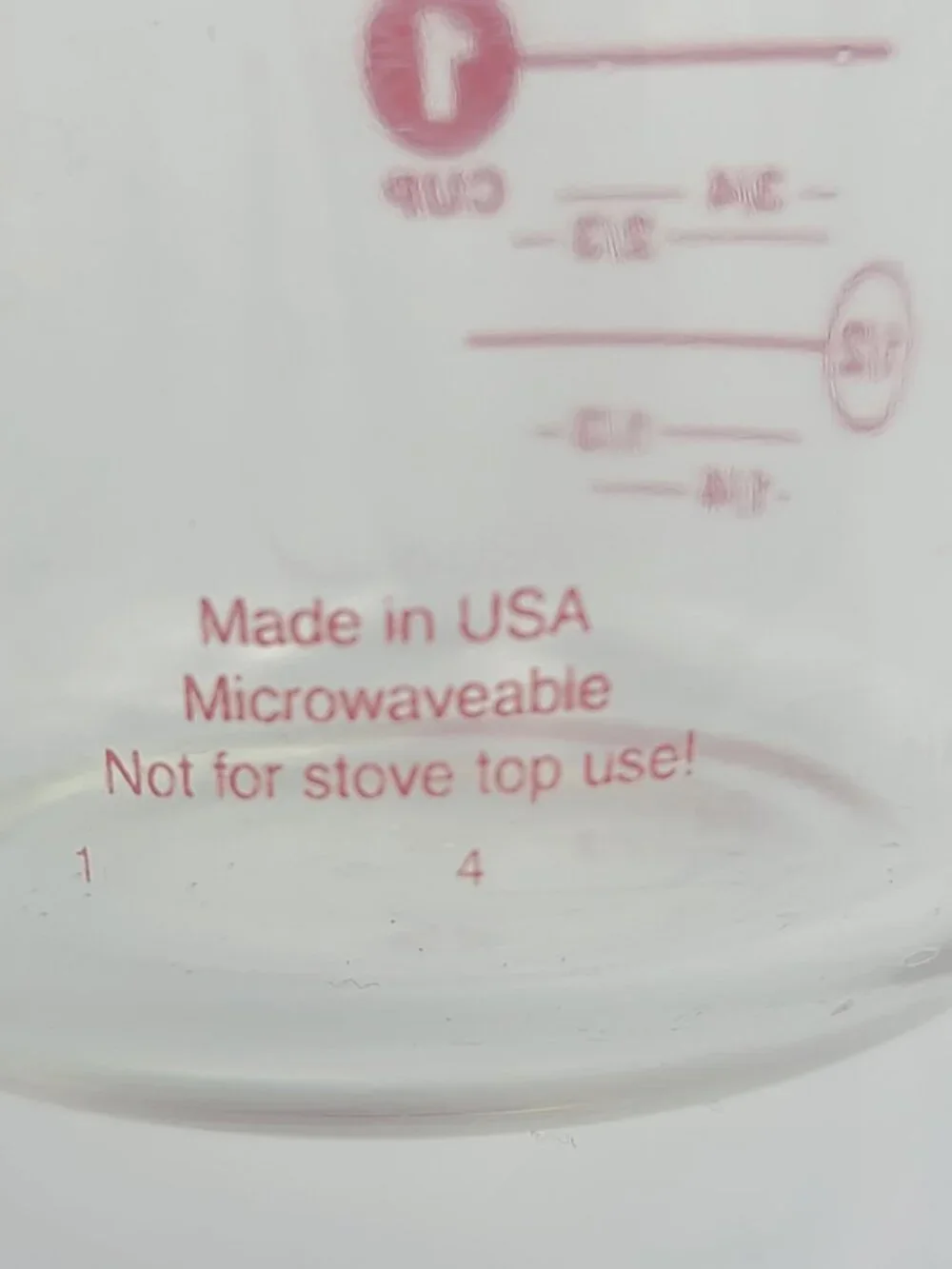 Vtg Pyrex 2 Cup Glass Measuring Cup Red Circle Numbers 16 oz USA J Hook Handle